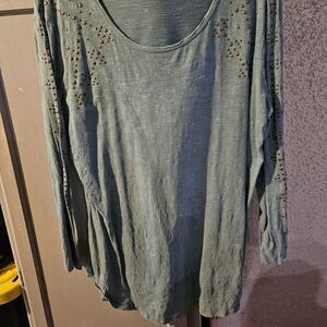 Reba Studded Blue Long Sleeve Top